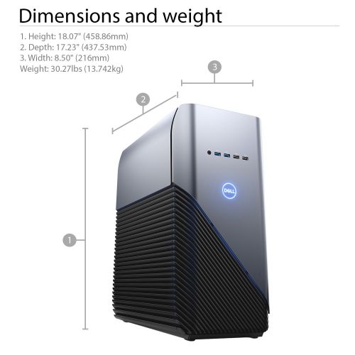 델 Dell Inspiron 5680 Gaming Desktop - 8th Gen. Intel Core i7-8700 6-Core up to 4.60 GHz, 16GB DDR4 Memory, 128GB SSD + 2TB SATA Hard Drive, 3GB Nvidia GeForce GTX 1060, Windows 10