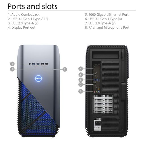 델 Dell Inspiron 5680 Gaming Desktop - 8th Gen. Intel Core i7-8700 6-Core up to 4.60 GHz, 16GB DDR4 Memory, 128GB SSD + 2TB SATA Hard Drive, 3GB Nvidia GeForce GTX 1060, Windows 10