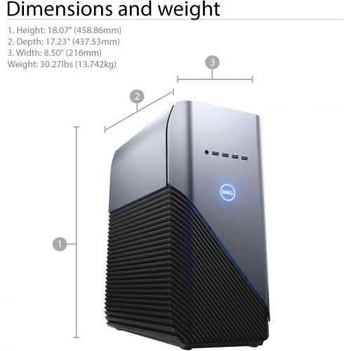 델 Dell Inspiron 5680 Gaming Desktop - 8th Gen. Intel Core i7-8700 6-Core up to 4.60 GHz, 16GB DDR4 Memory, 256GB SSD + 1TB SATA Hard Drive, 8GB Nvidia GeForce GTX 1070, Windows 10 Pr