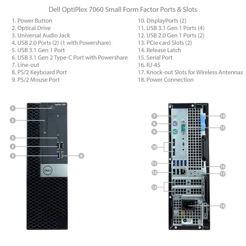 델 Dell Optiplex 7060 SFF Desktop - 8th Gen Intel Core i7-8700 6-Core Processor up to 4.60 GHz, 16GB DDR4 Memory, 128GB SSD + 1TB SATA Hard Drive, Intel UHD Graphics 630, DVD Burner,