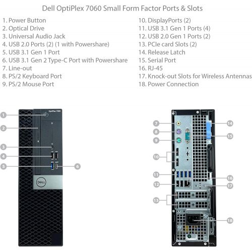 델 Dell Optiplex 7060 SFF Desktop - 8th Gen Intel Core i7-8700 6-Core Processor up to 4.60 GHz, 24GB DDR4 Memory, 128GB SSD + 500GB SATA Hard Drive, Intel UHD Graphics 630, DVD Burner