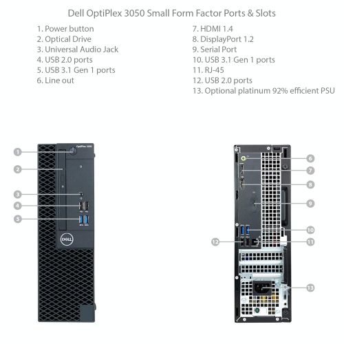 델 Dell Optiplex 3050 SFF Desktop - 7th Gen Intel Core i5-7500 Quad-Core Processor up to 3.8 GHz, 16GB DDR4 Memory, 256GB SSD + 2TB SATA Hard Drive, Intel HD Graphics 630, DVD Burner,