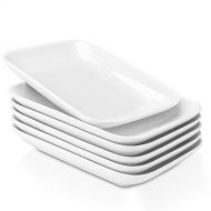 Delling 8 in Ultralight Rectangular Dessert/Salad Plates, Fillet Small Serving Dishes for Fruit, Salad, Appetizer and More - Set of 6, White…