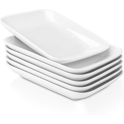  Delling 8 in Ultralight Rectangular Dessert/Salad Plates, Fillet Small Serving Dishes for Fruit, Salad, Appetizer and More - Set of 6, White…