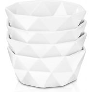 [아마존베스트]Delling 22 Oz Geometric Cereal Bowls, White Soup Bowls Dessert/Snack Bowls Set for Rice Pasta Salad Oatmeal, Microwave / Dishwasher /Oven Safe Set of 4