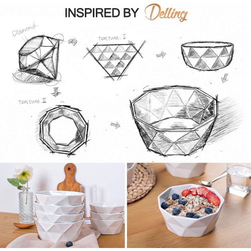  [아마존베스트]Delling 22 Oz Geometric Cereal Bowls, White Soup Bowls Dessert/Snack Bowls Set for Rice Pasta Salad Oatmeal, Microwave / Dishwasher /Oven Safe Set of 4