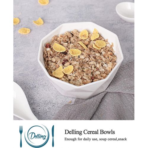  [아마존베스트]Delling 22 Oz Geometric Cereal Bowls, White Soup Bowls Dessert/Snack Bowls Set for Rice Pasta Salad Oatmeal, Microwave / Dishwasher /Oven Safe Set of 4