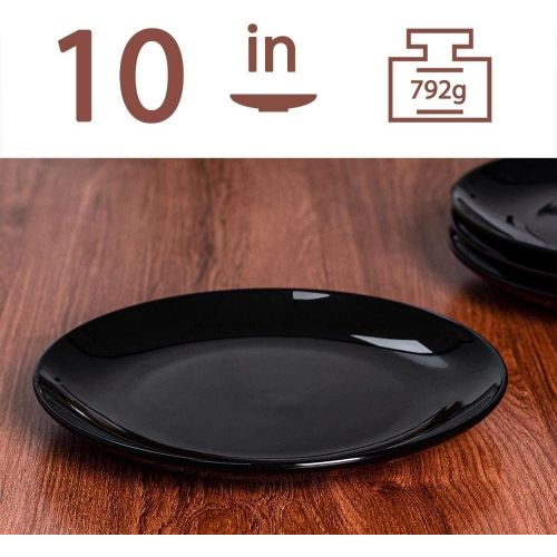  [아마존베스트]Dinner Plates Set- Delling 10in Black Dinnerware Plate -Large Salad Dish-Round Kitchen Ceramic Plate Set for Dinner and Salad, Restaurant, Family Party-Serving Platter Set of 4