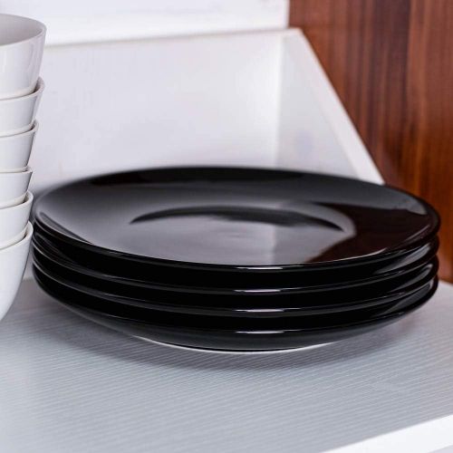  [아마존베스트]Dinner Plates Set- Delling 10in Black Dinnerware Plate -Large Salad Dish-Round Kitchen Ceramic Plate Set for Dinner and Salad, Restaurant, Family Party-Serving Platter Set of 4