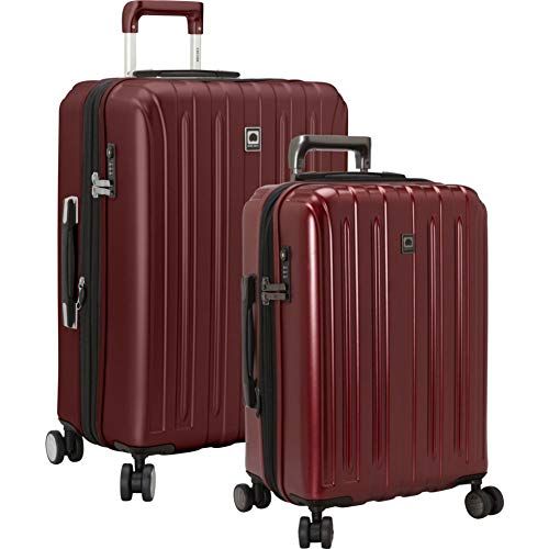  DELSEY Paris Titanium Hardside Expandable Luggage with Spinner Wheels, Silver, Checked-Medium 25 Inch