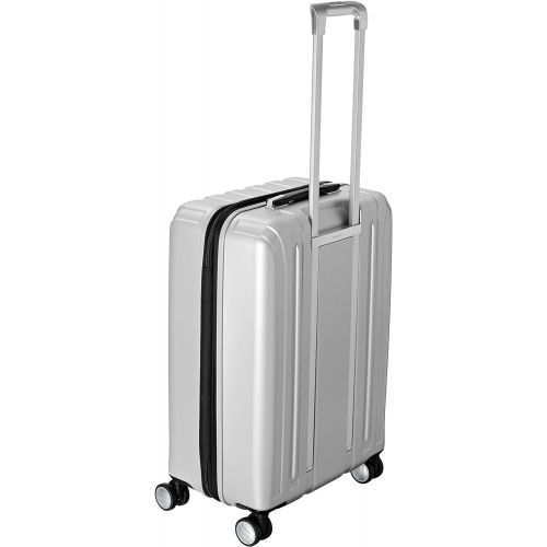 DELSEY Paris Titanium Hardside Expandable Luggage with Spinner Wheels, Silver, Checked-Medium 25 Inch