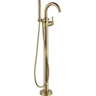 Delta Faucet Trinsic Floor-Mount Freestanding Tub Filler with Hand Held Shower, Gold Bathtub Faucet, Tub Faucet, Champagne Bronze T4759-CZFL (Valve Not Included)