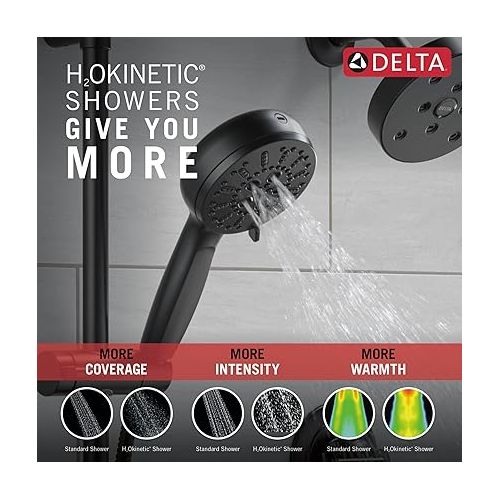  Delta Faucet ProClean Matte Black Hand Shower with Slide Bar, Handheld Shower with High Pressure Spray, Black Shower System with Handheld, Matte Black 51584-BL