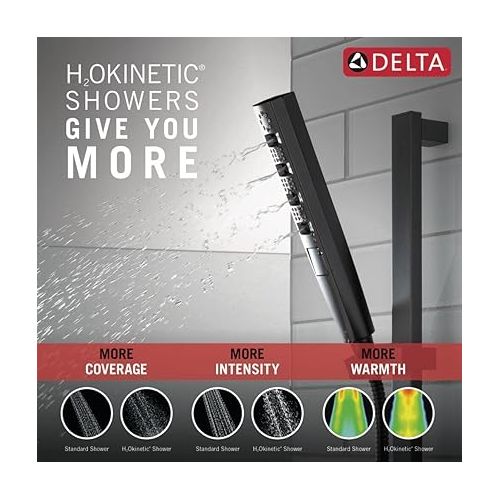  Delta Faucet 5-Spray Touch-Clean H2Okinetic Slide Bar Hand Held Shower with Hose, Matte Black 51140-BL