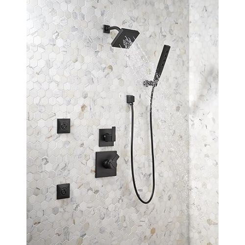  Delta Faucet 5-Spray Touch-Clean H2Okinetic Wall-Mount Hand Held Shower with Hose, Matte Black 55140-BL