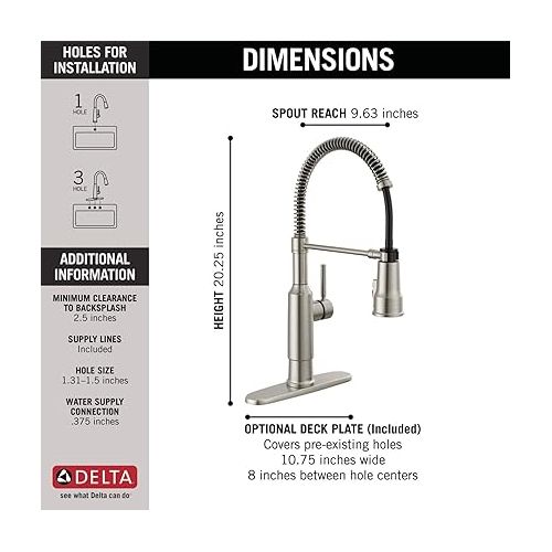  Delta Faucet Theodora Pull Down Kitchen Faucet with Pull Down Sprayer, Commercial Kitchen Sink Faucet, Faucets for Kitchen Sink, Magnetic Docking Spray Head, SpotShield Stainless 18804Z-SP-DST