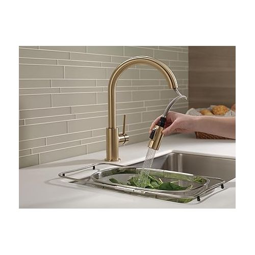  Delta Faucet Trinsic Gold Kitchen Faucet, Kitchen Faucets with Pull Down Sprayer, Sink Faucet with Magnetic Docking Spray Head, Champagne Bronze 9159-CZ-DST