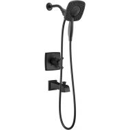 Delta Faucet Ashlyn 17 Series Dual-Function Tub and Shower Trim Kit with 2-Spray Touch-Clean In2ition 2-in-1 Hand Held Shower Head with Hose, Matte Black T17464-BL-I (Valve Not Included)
