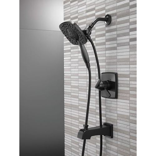  Delta Faucet Ashlyn 17 Series Dual-Function Tub and Shower Trim Kit with 2-Spray Touch-Clean In2ition 2-in-1 Hand Held Shower Head with Hose, Matte Black T17464-BL-I (Valve Not Included)