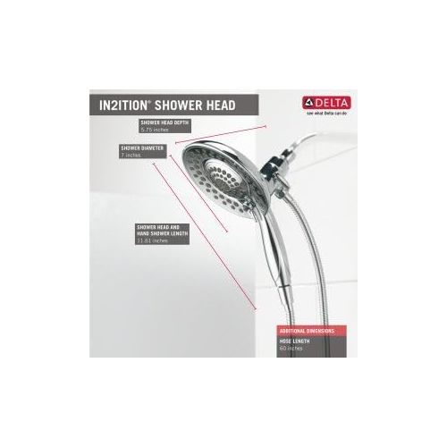  Delta Faucet 5-Spray In2ition 2-in-1 Dual Shower Head with HandHeld Spray, Oil Rubbed Bronze Hand Held Shower Head with Hose, Handheld Shower Heads, 1.75 GPM Shower Head, Venetian Bronze 58569-RB-PK