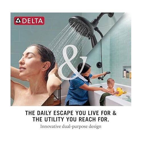  Delta Faucet 5-Spray In2ition 2-in-1 Dual Shower Head with HandHeld Spray, Oil Rubbed Bronze Hand Held Shower Head with Hose, Handheld Shower Heads, 1.75 GPM Shower Head, Venetian Bronze 58569-RB-PK