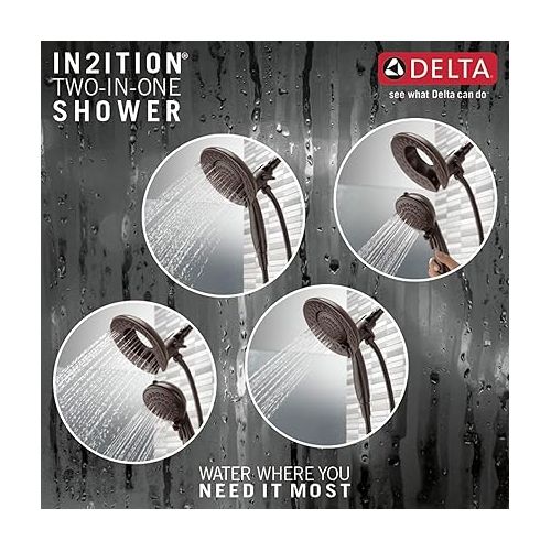  Delta Faucet 5-Spray In2ition 2-in-1 Dual Shower Head with HandHeld Spray, Oil Rubbed Bronze Hand Held Shower Head with Hose, Handheld Shower Heads, 1.75 GPM Shower Head, Venetian Bronze 58569-RB-PK