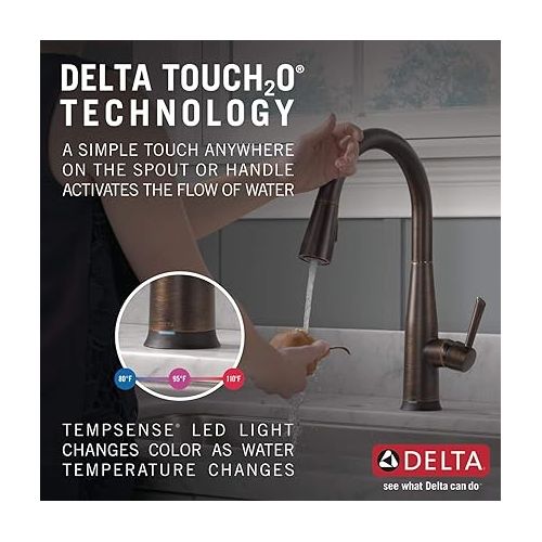  Delta Faucet Essa Touch 9113T-RB-DST Oil Rubbed Bronze Deck Mount Kitchen Faucet with Pull Down Sprayer, Touch2O Technology, Venetian Bronze