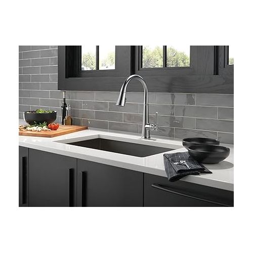  DELTA FAUCET 9182-CZ-PR-DST Emmeline ShieldSpray Kitchen Faucet 1L Pull-Down, Without Soap Dispenser, Lumicoat Champagne Bronze
