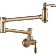 DELTA FAUCET Traditional Champagne Bronze Pot Filler Faucet, Wall Mount, Brass Construction, 24-Inch Reach, ADA Compliant, Lifetime Limited Warranty