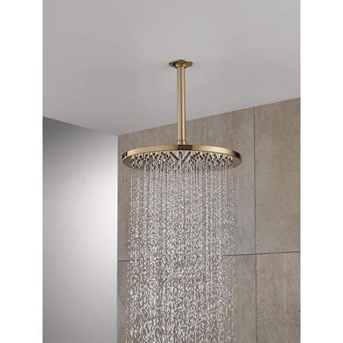  Delta Faucet Single-Spray Raincan Shower Head, Gold Shower Head, Rainfall Shower Head, Round Shower Head, Metal Shower Head, 2.5 GPM Flow Rate, Champagne Bronze 52158-CZ25