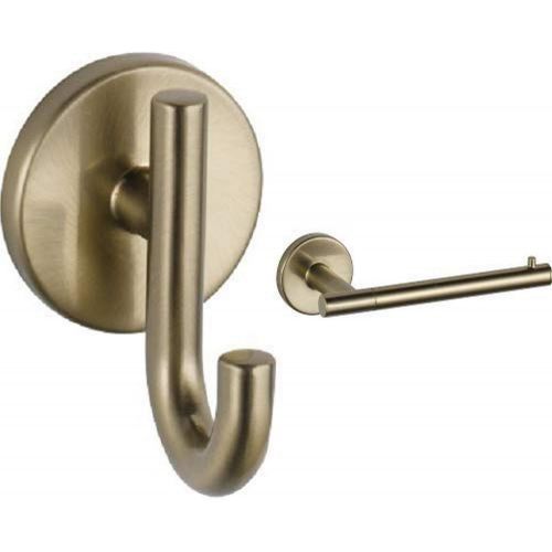  Delta Faucet 75935-CZ Trinsic Robe Hook, Champagne Bronze AND Delta Faucet 75950-CZ Trinsic Toilet Paper Holder, 3.31 x 7.00 x 3.31 inches, Champagne Bronze