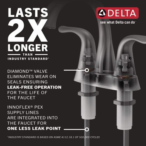  Delta Faucet Lahara Centerset Bathroom Faucet Chrome with Coordinating Bathroom Accessories Included, Bathroom Sink Faucet, Toilet Paper Holder, Towel Bar, Robe Hook, Towel Ring
