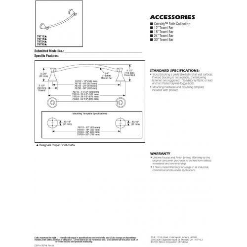  Delta Faucet 79718-SS, 18 Towel Bar, Brilliance Stainless