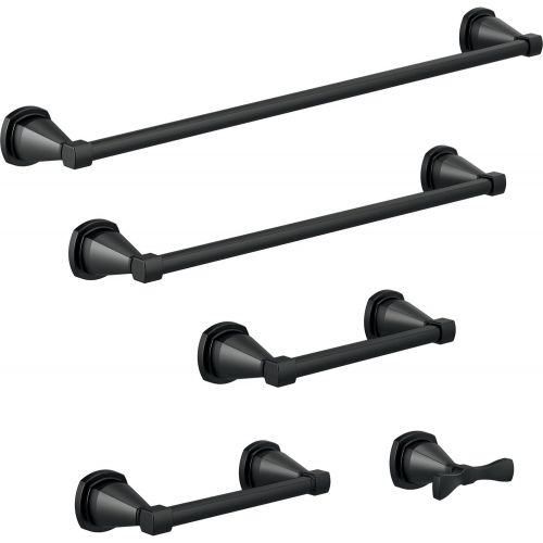  Delta Faucet 77655-BL Stryke Double Post Pivoting Toilet Paper Holder, Flat Black