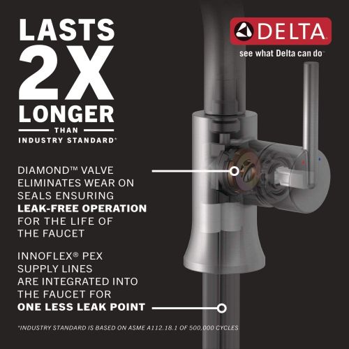  Delta Faucet 543-PNLPU-DST Trillian Handle Bathroom Faucet Single Hole, Polished Nickel