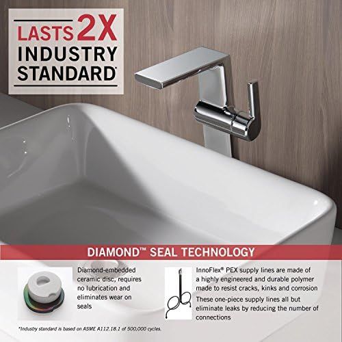  Delta Faucet 799-DST Pivotal Single Handle Vessel Lavatory Faucet, Chrome