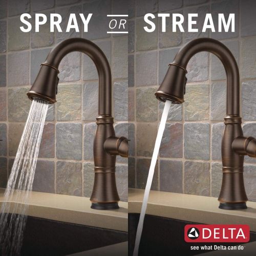  Delta Faucet Cassidy Single-Handle Bar-Prep Kitchen Sink Faucet with Pull Down Sprayer and Magnetic Docking Spray Head, Venetian Bronze 9997-RB-DST