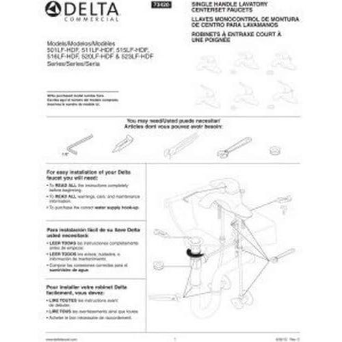  DELTA FAUCET Delta Commercial 511LF-HDF Classic Single Handle Centerset Bathroom Faucet Less Pop-Up, Chrome