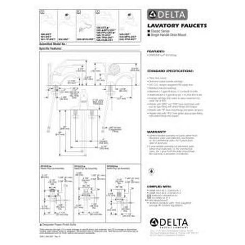  DELTA FAUCET Delta 500-DST Classic Single Handle Centerset Bathroom Faucet - Less Pop-Up, Chrome