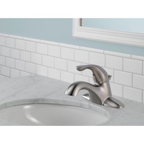  Delta Faucet Delta 520-SSPPU-DST Classic Single Handle Bathroom Faucet, Stainless Centerset