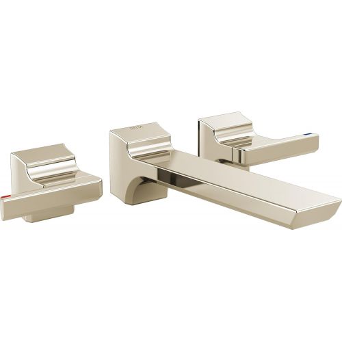  Delta Faucet T3599LF-PNWL Pivotal Two Handle Wall Mount Lavatory Faucet Trim, Polished Nickel