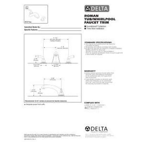  DELTA FAUCET Delta Foundations BT2710-SS Roman Tub Trim, Stainless