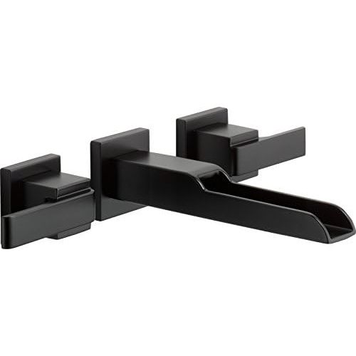  Delta Faucet T3568LF-BLWL Ara Two Handle Wall Mount Channel Lavatory Faucet Trim, Matte Black