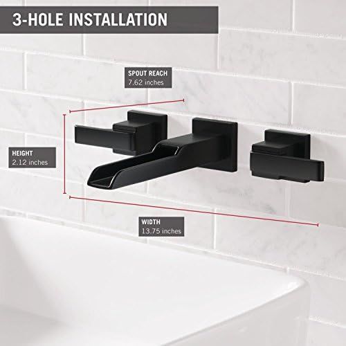  Delta Faucet T3568LF-BLWL Ara Two Handle Wall Mount Channel Lavatory Faucet Trim, Matte Black