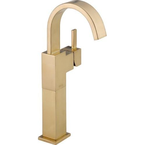  Delta Faucet Vero Vessel Sink Faucet, Single Hole Bathroom Faucet, Gold Bathroom Faucet, Single Handle Bathroom Faucet, Champagne Bronze 753LF-CZ