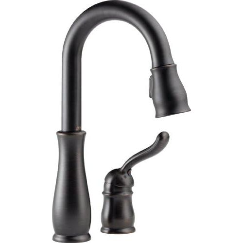  Delta Faucet Leland Single-Handle Bar-Prep Kitchen Sink Faucet with Pull Down Sprayer and Magnetic Docking Spray Head, Venetian Bronze 9978-RB-DST,6.69 x 15.00 x 6.69 inches