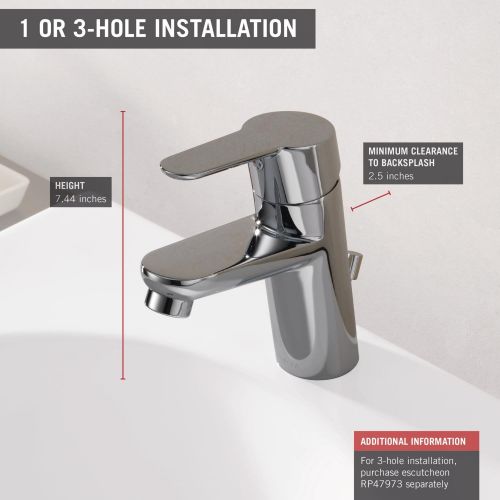  Delta Faucet Modern Single Hole Bathroom Faucet, Single Handle Bathroom Faucet Chrome, Bathroom Sink Faucet, Drain Assembly, Chrome 573LF-HGM-PP