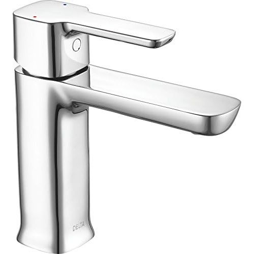  DELTA FAUCET Delta Modern Single-Handle Bathroom Faucet with Metal Drain Assembly, Chrome (581LF-MPU-PP)