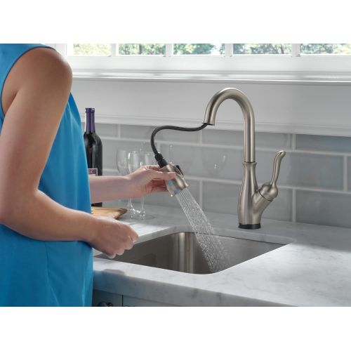  Delta Faucet 9678T-SP-DST Leland Single Handle Pull-Down Bar/Prep Faucet with Touch2O Technology, SpotShield Stainless