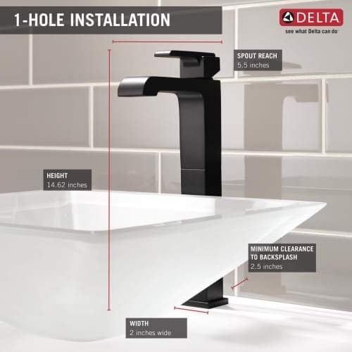  Delta Faucet Ara Vessel Sink Faucet, Single Hole Bathroom Faucet, Single Handle Bathroom Faucet Chrome, Bathroom Sink Faucet, Chrome 767LF